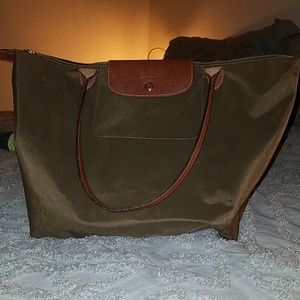 Hunter green large Longchamp shopper
